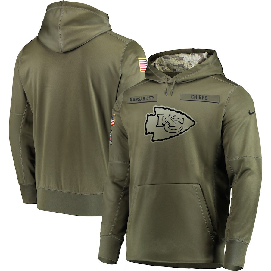 Men Kansas City Chiefs Nike Olive Salute To Service KO Performance Hoodie Green